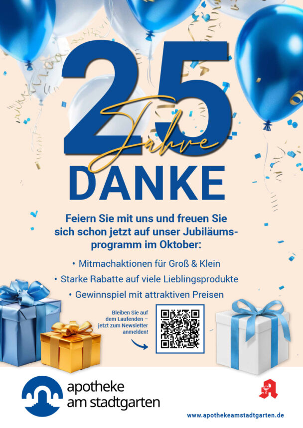 Jubiläum im November 2025: 25 Jahre Apotheke am Stadtgarten