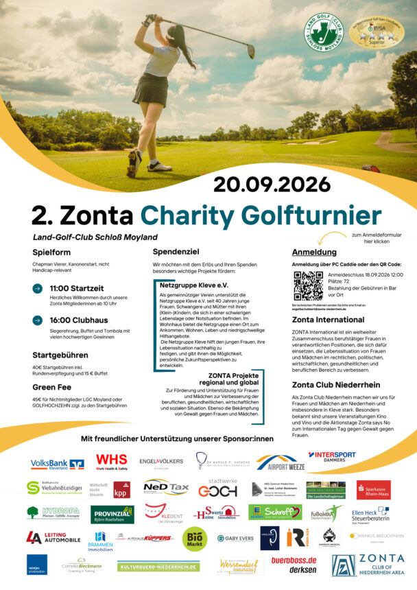 20.09.2026 - 2. Zonta Charity Golfturnier Land-Golf-Club Schloß Moyland